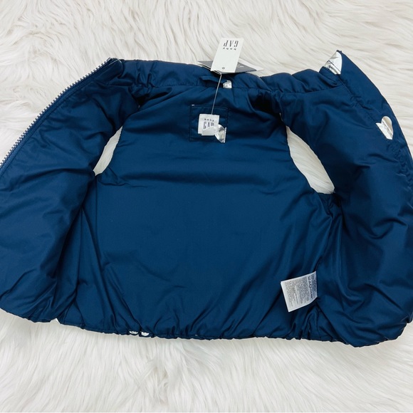 Gap Kids Toddler 12-18months Metallic Silver Hearts Navy Blue Puffer Vest - Picture 3 of 13